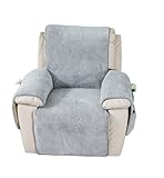 EBETA Liegesesselbezug Sesselbezug Sofa Armlehnenbezüge, Sherpa Husse für Relaxsessel Sesselschoner Sesselauflage, Schutzbezug Anti-Rutsch, Relaxsessel Bezüg (Grau, 56x207 cm)