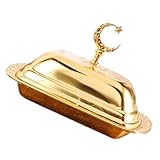 IMIKEYA Vintage-Scheibe käseplatte käse platte Metall-Butterdose the restaurant decken abdeckung Buttertablett Vintage Butterdose Butterteller mit Deckel Schale mit Deckel Eisen Golden