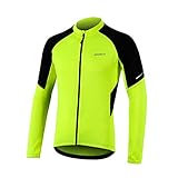 BERGRISAR Radtrikot Herren Langarm Fahrradtrikot Fahrrad Trikots T Shirt für MTB Mountainbike mit Reißverschluss Taschen BG012 - Grün - Groß