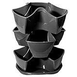 Prosperplast Blumentopf Kräutertopf 29cm Graphit mit Wasserspeicher Blumenampel Kräuterampel Kräutergarten