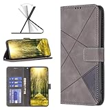 Bnvdfre Handyhülle für Motorola Moto G24 / G04 / G04S / E14 Hülle [Premium PU Leder] [Kartenfach] [Magnetverschluss] RFID Schutzhülle Klapphülle Handytasche Lederhülle Tasche Etui Kompatibel - Grau