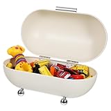 Amosfun Brot-box Brotkästen Toastbrotbehälter Brotsparspender Lebensmittelorganisator Brotaufbewahrungsbehälter Luftdichter Brotbehälter Öffnung Planke Brot Crisper Deckel Sehen Weiß Eisen