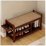 Eingangsbank aus Holz mit Wickelkommode und Schuhaufbewahrung, 100 cm breit, brauner Flurhocker für Bänke, Wickelstationen und Sofas