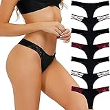 COMSOFT Damen Mikrofaser Low Rise Tanga Höschen T Back Strings von 7 (Tanga Höschen B,M)