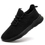 IEBPEH Schuhe Damen Sportschuhe Laufschuhe Sneaker Turnschuhe Slip On Tennisschuhe Atmungsaktiv Fitnessschuhe Freizeit leicht Walkingschuhe Schwarz 39