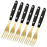 Goldfarbene Tafelgabeln, Set mit 6 Edelstahl-Besteckgabeln, Tafelbesteck-Gabeln, hochglanzpoliert