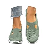 Orthopädische Schuhe Damen Slip on Sneaker Frauen Gewebt Atmungsaktiv Turnschuhe Leicht Laufschuhe Sportschuhe Bequeme Schlupfschuhe Walkingschuhe Arch Support Schuhe