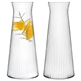 KONZEPT 2 Stk. Wasserkaraffe aus robustem, geriffeltem Glas – 1 Liter, spülmaschinenfest, BPA-frei, stilvoll und stabil
