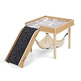 NQEUEPN Meerschweinchenbett mit Holzständer, Meerschweinchenhaus mit Treppen Langlebig Meerschweinchen Zubehoer für Schweinchen Chinchilla Ratte Hamster Hase