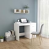 Myheimly Schreibtisch Computertisch Arbeitstisch Bürotisch PC Tisch Büro Laptoptisch Büromöbel Arbeitszimmer 100x50x76cm Holzwerkstoff Hochglanz-Weiß