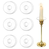 Hewory Gläser Kerzen Tropfenfänger für Stabkerzen 12er - Kerzenhalter Glas Tropfschutz für Spitz Tropfenfänger für Kerzen Glas Dekorative Kerzen Kommunion für Hochzeit Wohnzimmer, Klar Runde Felge