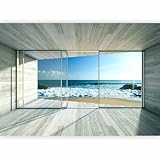 murando - Vlies Fototapete Meer Fenster 350x256 cm - Foto Tapete Schlafzimmer Wohnzimmer Moderne Vliestapete XXL Wandtapete Motivtapeten Bildtapete 3d Effekt Wand Dekoration - Strand c-A-0084-a-c