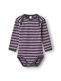 Dilling Langarmbody aus Merinowolle für Babys - Lila Streifen 74