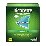 NICORETTE Kaugummi 4mg freshmint – Nikotinkaugummi zur Raucherentwöhnung – Minzgeschmack –mit 4mg Nikotin – Rauchen aufhören - 210 St.