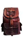 Jaald 40 cm Leder Rucksack Schulrucksack Kurierrucksack Fahrradrucksack Echtleder Wasserdicht für Reise Outdoor Wandern Schule Geschenk Laptop Damen Herren Vintage Leather Backpack OutdoorRucksack