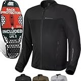 SHIMA OpenAir Motorrad Jacke Herren mit Protektoren AirForce Rückenprotektor Motorradjacke Sommer Mesh Belüftet Textiljacke Schutzjacken Protektorenjacke Luftige (Männer, Schwarz, XL)