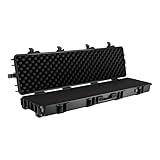 Wiltec Waffenkoffer 137,8 x 38,3 x 17,5 cm für Langwaffen, Gewehrkoffer mit Schaumstoffpolsterung und Rollen für sicheren Transport, Langwaffenkoffer mit hoher Traglast und Tragegriff