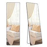 SONGMICS Ganzkörperspiegel, 160 x 50 cm, rechteckiger Standspiegel, Rahmen aus Aluminiumlegierung, Hartglas, für Schlafzimmer, Wohnzimmer, Garderobe, tintenschwarz LFM030B01