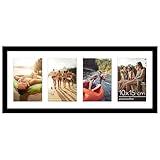 Americanflat Bilderrahmen Collage 10x15 cm Schwarz - Bilderrahmen 20x51 cm mit Passepartout für vier 10x15 cm Fotos - Fotorahmen für Mehrere Bilder der Familie - Verbundholz mit Bruchsicherem Glas
