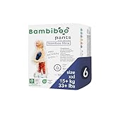 Bambiboo Hautfreundliche Einwegwindeln mit Feinen Bambusfasern - Windelhosen Baby Windeln - Einwegwindelpants Wegwerfwindeln - Schutz für Empfindliche Haut - Sehr Saugfähig - Größe 6 (XXL), 15 Stück