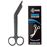 YSCARE Chirurgische professionelle Verbandschere Blasenverbände, Pflegeschere, Chirurgischer Edelstahl, Schüler-Trainingsschere (Schwarz, 16.5 cm)