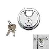 WJWINER Rundbügelschloss, Vorhängeschloss mit 2 Schlüssel, Diskusschloss, mit 360° Rundumschutz, Edelstahlkorpus, ideal für Türen, Container, Garage, Schuppen, Lager & Außenbereich