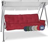 Beautissu Sitzkissen für Hollywoodschaukel 180x50x8cm Flair HS - Garten Auflage mit Zwei Kissen - Polster für Gartenbank Schaumflockenfüllung Polsterauflage Rot
