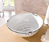 Waschschüssel 'Le Bain' aus Metall, Ø 34 cm, Antik Design, Shabby Chic, Emaille-Schale Email-Schüssel