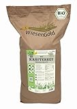 Heucobs Bio, Wiesencobs, WiesenGold® Bio KräuterHeu Pellets/Cobs (20kg) – Premium Pferdefutter, von artenreichen Kräuterwiesen, Melassefrei, ohne Zuckerzusatz, staubfrei, Bio Heupellets, Heu Cobs