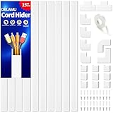 Delamu Kabelkanal Weiß Selbstklebend, 4M PVC Kabelkanäle, Kabelschacht zum Verstecken von Kabel, TV Kabelkanal Wand für alle Netzkabel in Haushalt/Büro, 10 Stück x L40cm, W3cm x H1,7cm