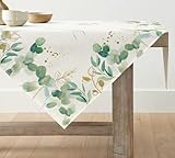 Artoid Mode Eukalyptus Frühling Tischwäsche, Saisonnal Sommer Küche Tisch Dekoration Drinnen Urlaub Party Dekor Quadrat 100 x 100 cm