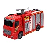 Keenso LKW-Spielzeug, Reibungsbetriebenes LED-Feuerwehrauto mit Wasserspray, 4 Tasten, Musiksteuerung für, Outdoor-Rollenspiel, Spielzeugfahrzeug, Beleuchtet, 26,9 X 8,9 X 14, cm