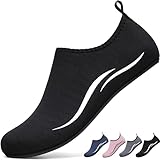 BARFULKER Badeschuhe Herren Damen Wasserschuhe Neopren Schwimmschuhe Strandschuhe Schnell Trocknend Aquaschuhe rutschfest Leicht BarfußSchuhe,Schwarz 41 EU