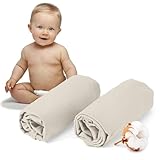 Dreamzie - 2er-Set Spannbettlaken 40x80 cm - Oeko-Tex Zertifiziert, 100% Baumwolle, atmungsaktives Spannbetttuch Jersey Baby, 150 g/m² - Beige