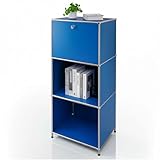 Floordirekt Regal, Metallregal, Beistelltisch - Blau, Chrom, 121Hx50Bx40T cm - Modulares Stecksystem im modernen Design, Metall Regal für Wohnzimmer, Büro, Flur - Nachttisch Concept Epure MK-107