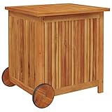 Massive Akazienholz Terrasse Aufbewahrungsbox auf Rädern Holzdeck Container für Möbel Kissen 60x50x58cm