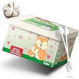 Q-tips Bio Baby-Wattestäbchen, in praktischer Würfelbox, Vorteilspack (12x 64 Stück), für die sanfte Reinigung von Kinderohren