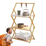 Faltbares Campingregal, Aufbewahrungsregal für Camping, tragbar, Campingtisch mit mehreren Ebenen, zusammenklappbarer Picknicktisch, verschleißfestes Campingregal