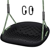 WWFFEN Schaukel Outdoor, Kunststoff Rutschfester Kids/Erwachsene Schaukelsitz mit Verstellbarem Seil und Karabiner 250 kg Tragkraft,Outdoor Gartenschaukel Spielplatz Schaukelzubehör,Schwarz