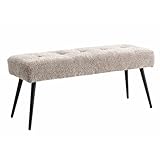 Riess Ambiente Design Sitzbank Boutique 100cm Champagner Greige Bouclé Schwarze Metallbeine Polsterbank Schminkbank Schuhbank Schlafzimmerbank Flurbank