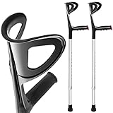 AIESI® Orthopädische Krücken individuell verstellbar aus schwarz eloxiertem Aluminium (Packung à 2 Stück), 24 Monate Garantie