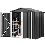DWVO Metall-Schuppen für den Außenbereich, 1,8 x 1,2 m, groß, strapazierfähig, Werkzeugschuppen mit abschließbaren Türen und Lüftungsschlitzen für Hinterhof, Terrasse, Rasen zur Aufbewahrung von
