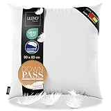 LILENO HOME 3-Kammer Daunenkissen 80x80 - Allergiker geeignet - Baumwoll Kissen 80x80 mit Federn & Daunen Füllung - langlebig & atmungsaktives Kopfkissen Daunen u. Federfüllung