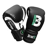 BOUT3® Kinder Boxhandschuhe | Kickboxen, Muay Thai Sparring, Training | Boxsack - Sandsack | Kampfsport, Punchinghandschuhe Coachinghandschuhe für Jungen, Mädchen (Schwarz, 6 Oz (6-8 Jahre))