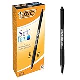 BIC Kugelschreiber Set Soft Feel Clic Grip, in Schwarz, Strichstärke 1.0 mm, 12er Pack, Ideal für das Büro, das Home Office oder die Schule