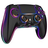MYSTILUCK Wireless Controller für PS-4/PS-3/Pro/PC/MAC/iOS/Android/Steam Deck, Gamepad mit 7 Farben RGB Beleuchtung/Hall Effect Joystick/Dual Vibration/Turbo/Touchpad/Kopfhörerbuchse/1500 mAh Akku