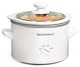 Elite Gourmet MST-250XW# Keramik-Schongarer, elektrisch, mit einstellbarer Temperatur, für Vorspeisen, Saucen, Suppen, Braten, Eintöpfe und Dips, spülmaschinenfest (1,7 l, weiß)