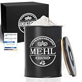 IDEALTASTIC® Premium Mehl Aufbewahrung schwarz, Luftdichte Mehldose 500g für die Küche I Robuster Mehlbehälter mit zeitsparendem Deckel, Mehlbox mit Deckel, Lebensmittelgeprüfte Vorratsdose Mehl