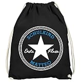 SpecialMe® Kinder Turnbeutel Schulkind 2025 Erste Klasse Stern Emblem Geschenk zur Einschulung Jungen Mädchen Schwarz unisize