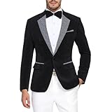 Generisch Anzug Herren Pailletten EIN Knopf Sakko Regular Fit Samt Anzugjacke Party Freizeit Blazer für Hochzeit Weihnachten Glitter Kostüm Sportsakko Business Arbeitskleidung Herrenanzug